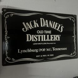 Jack Daniel Clock And Sign. Vintage Clock And Double Sided Porcelain Sign 