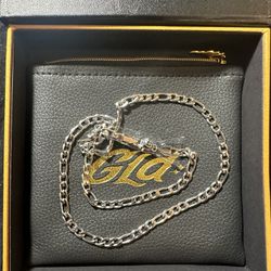 GLD Shop Figaro Chain 14k White Gold - Plated