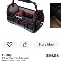 Husky 20 in. Pro Tool Tote with Removable Tool Wall ()