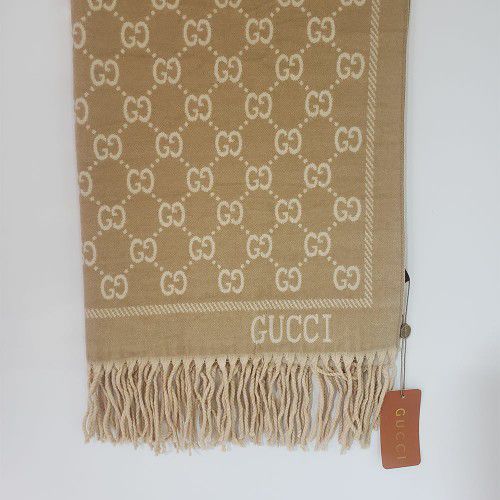 Gucci Browen and Beige Stylish Women And Men Cashmere Soft Warm neck scarf Size 190*60 CM 
