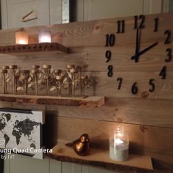 Custom Built Hanging Shelf W/ Built In Clock