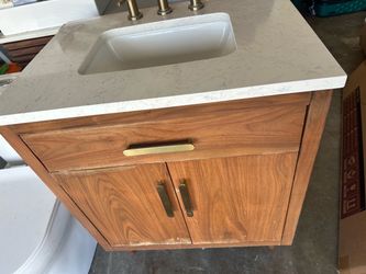 30” Bathroom Vanity with Sink, Countertop & Gold Faucet – $150 OBO