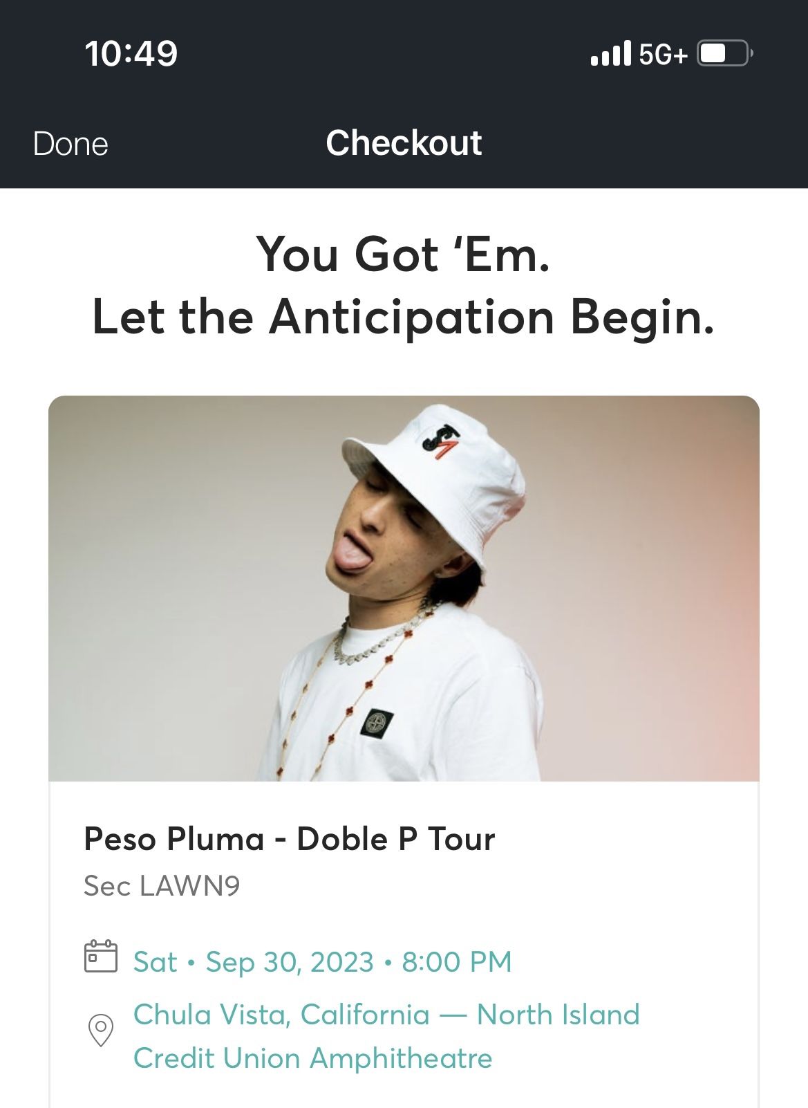 Peso Pluma 2 Lawn Tickets Together - North Island Credit Union Amphitheatre San Diego Location $250 For Both. READ DESCRIPTION