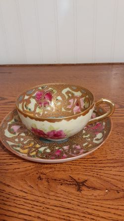 SIGNED Vintage Chinese Tea Cup and Saucer