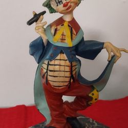 Vintage Clown Figurine. Genuine Carrara Marble. Fontanini Depose Italy 941. Smoking Clown. Gift for Vintage Lovers. Circus Theme Decor.