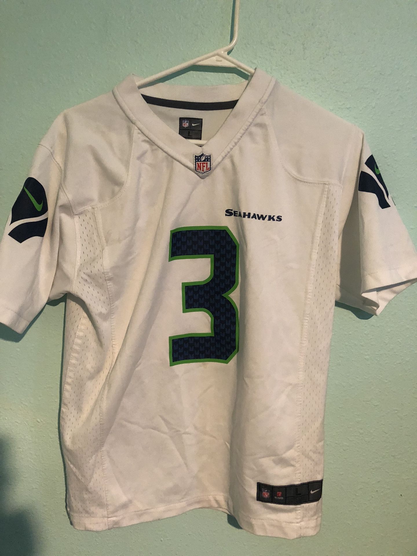 Nike Players NFL Seattle Seahawks #3 Wilson Jersey Men's White Size Large