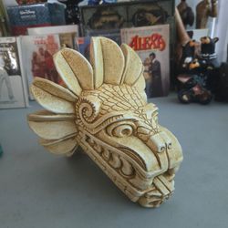 Aztec Quetzalcoatl Statue Dragon Head Feathered Serpent Wall Art Decor