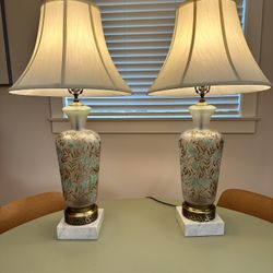 Pair of Antique Glass Table Lamps