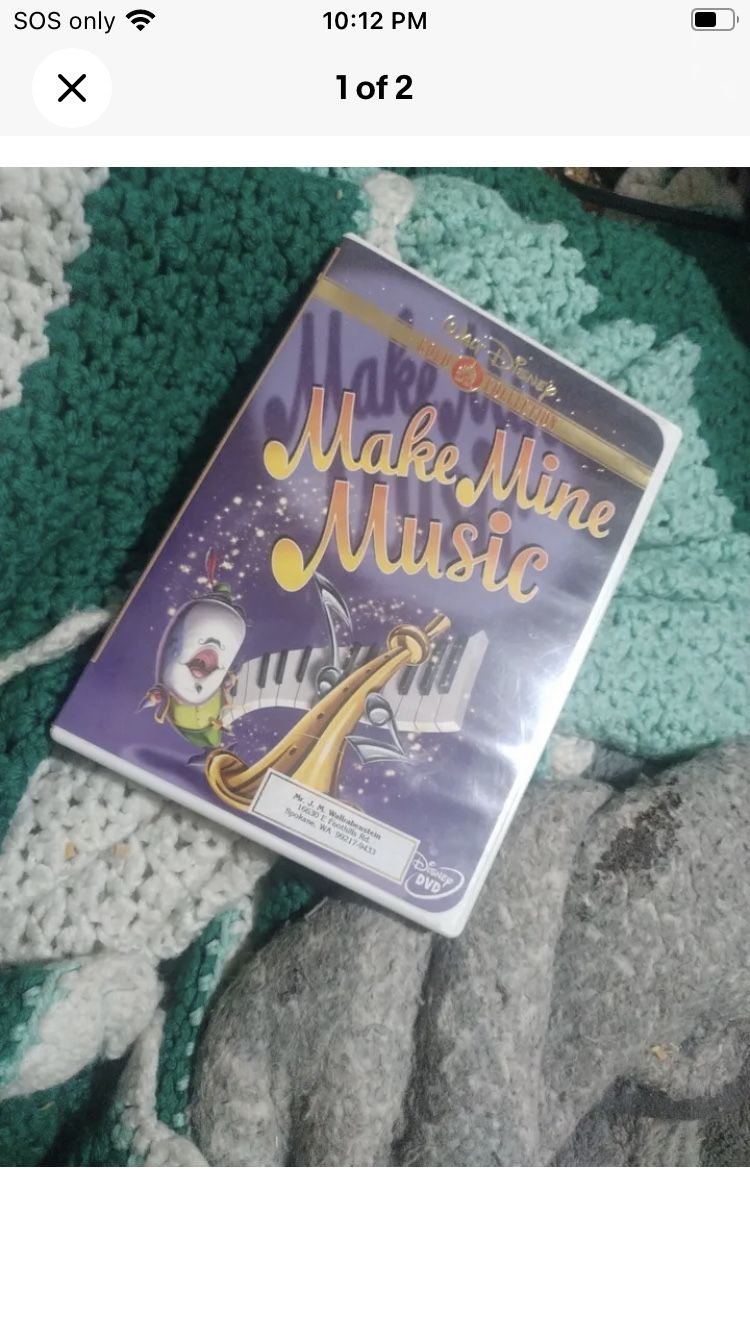 Make Mine Music 1946 DVD Walt Disney Classic Animated Musical Anthology! NICE!