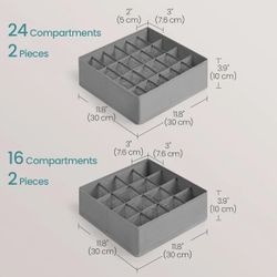SONGMICS Drawer Closet Organizers for Storing Socks Ties Belts Set of 4 - Dove Gray