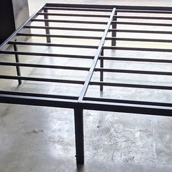 Metal bed frame with mattress queen