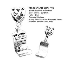 Pendant Charms fits PANDORA charm bracelet: Diploma Graduation