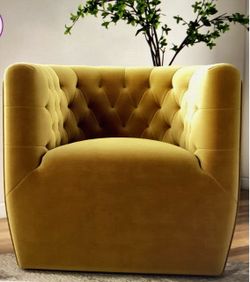 Gold Velvet Quinton Upholstered Swivel Accent Chair