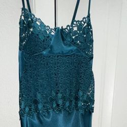 Teal 2-piece Satin Set 
