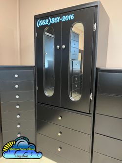 Black tall wardrobe closet ropero armoire negro con espejo