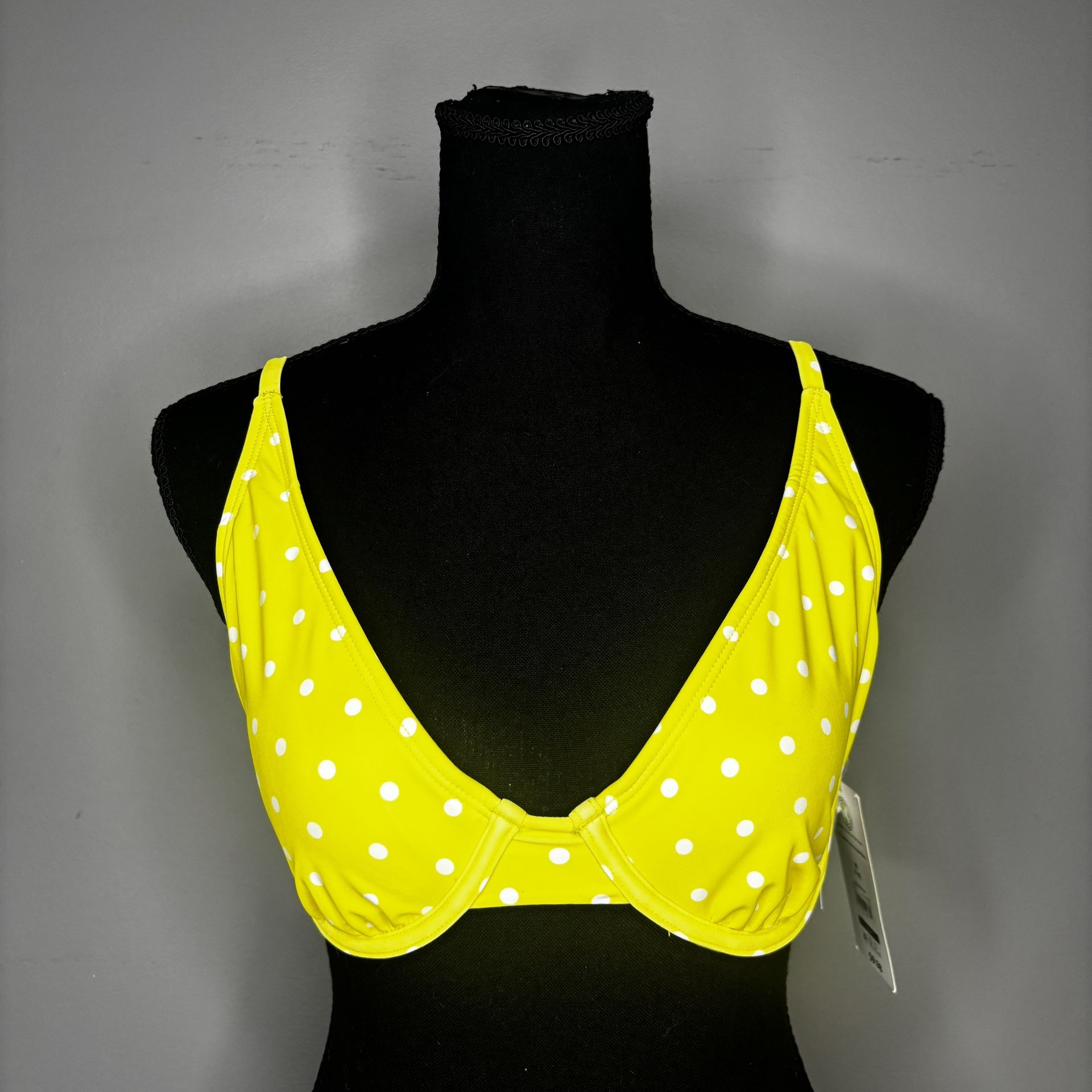 No Boundaries Medium 7-9 Yellow White Dot Underwire Bikini Top Juniors NWT