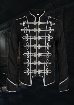 Men's Gothic Hussar Jacket Napoleonic 1800s Black Military Parade Coat Handmade