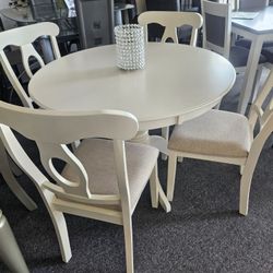 Brand New 42" Round White Dining Set