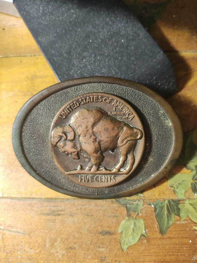 Vintage Five Cent Buffalo Belt Buckle