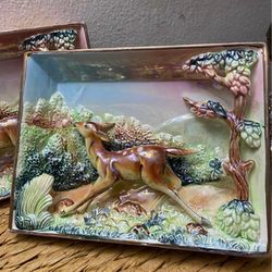 PAREJA DE CUADROS DE PARED DE PORCELANA EN TERCERA DIMENSION