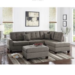 Gorgeous Three Piece Coffee Colored Sectional Set