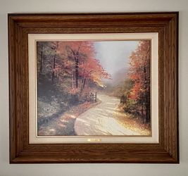 Thomas Kinkade Autumn Lane Painting 