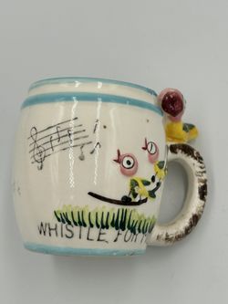 Vintage 1950’s Hand Painted Whistle For Milk Child’s Mug/cup Japan