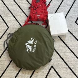 Camping Tent! Water Backpack! Sleeping Bag!