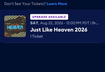 Concert Tickets Just Like Heaven