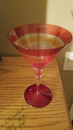 Beautiful solid red and striped martini glass