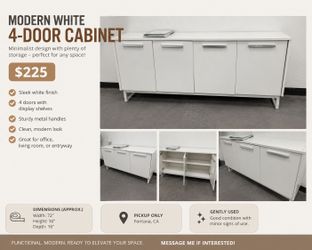Modern white 4 door cabinet