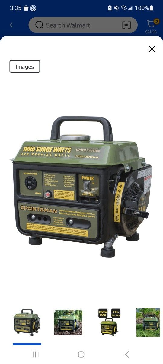 Sportsman Series 1000 Watt 2 Cycle Generator