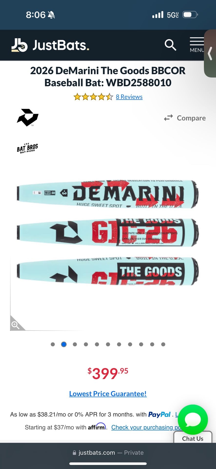 DeMarini The Goods BBCOR Baseball Bat: