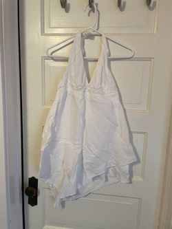 white handkerchief hem halter swim cover up - med