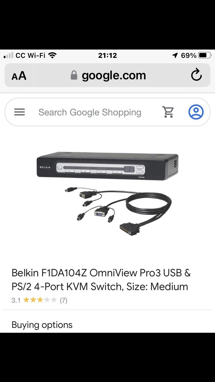 BELKIN OMNIVIEW PRO 3 USB & PS/2 4-PORT KVM SWITCH