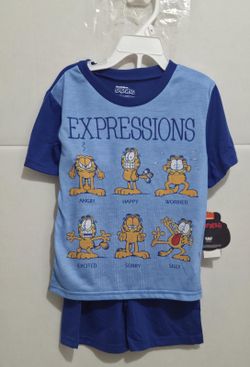 Boy's Garfield Pajamas Set T-Shirt and Shorts Size 6 Toddler