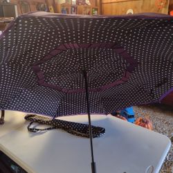 New Upside-down Umbrella Black &White Polkadot/Purple