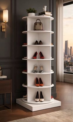 360° Rotating Shoe Cabinet | 6 Layers | Space-Saving Organizer for 24 Pairs,