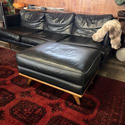 Article Timber 31" Leather Ottoman - Charme Black
