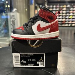 Nike Air Jordan 1 Patent Bred Toe Size 4c Toddlers