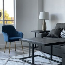 Blue Velvet Accent Chair