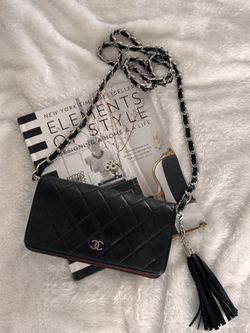 Authentic CHANEL Lambskin Matelasse wallet on chain crossbody bag