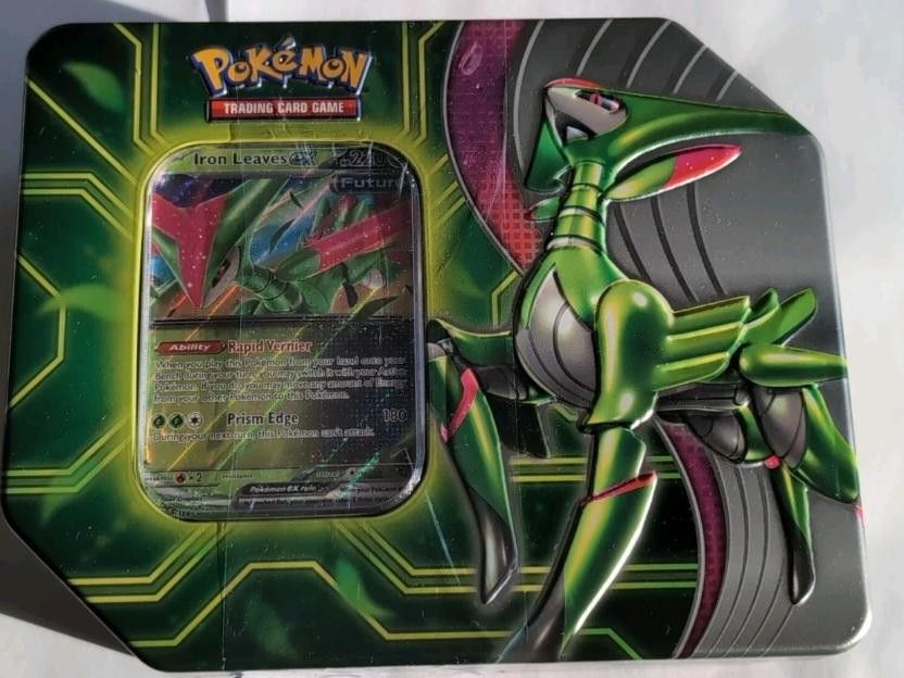 Pokemon TCG Paradox Clash Iron Leaves EX Sealed Tin New Trading Cards