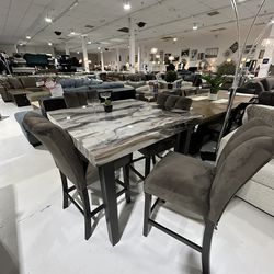 Faux Marble Counter High Table Set