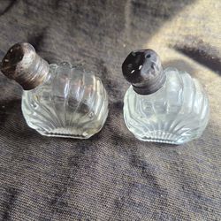 Vintage Art Deco Ribbed Shell Glass Salt & Pepper Shakers - Pair