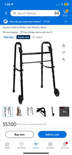 Equate Folding Walker With Wheels
