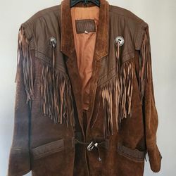Mens Vintage fringed  suede/ leather Blazer ( size medium)
