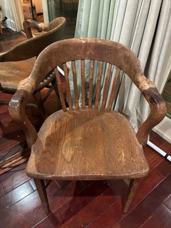 Antique Wood Barrel Back Armchair