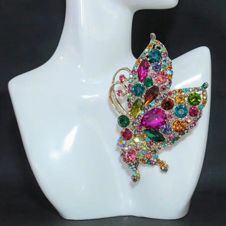 Butterfly Multicolor Rhinestones Brooch