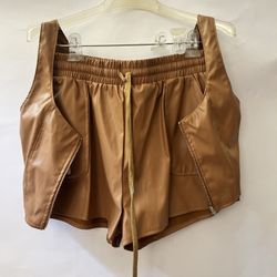 Faux Leather Short And Top
